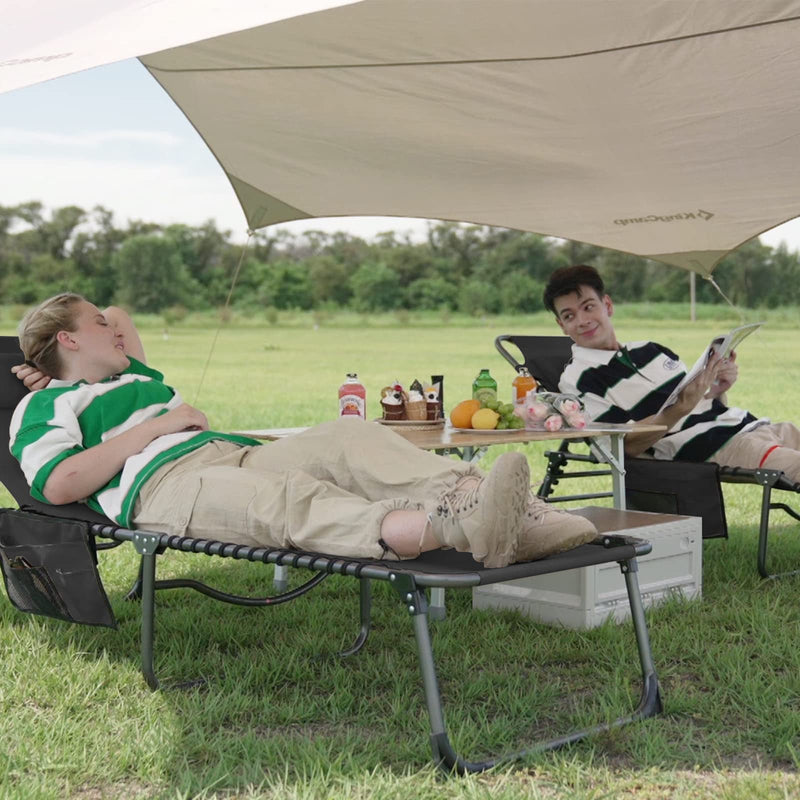 Cargue la imagen en el visor de la galería, Sillón reclinable portátil KingCamp de 5 posiciones para camping, resistente y con almohada