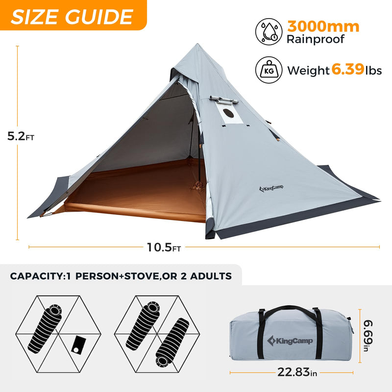 Load image into Gallery viewer, KingCamp Tipi Hot Tents with Stove Jack for 1-2 People