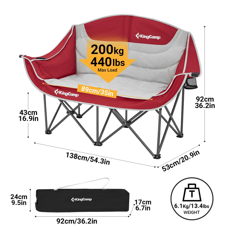 Cargue la imagen en el visor de la galería, KingCamp Double Sofa Chair Camping Loveseat