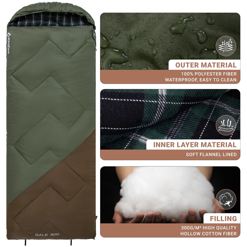 Load image into Gallery viewer, KingCamp GALE 300 Sleeping Bag-Envelope Waterproof, Easy to Clean