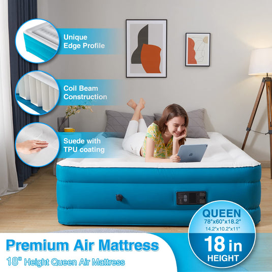 Automatic Inflate & Deflate Camping Air Mattress with Built-in Pump