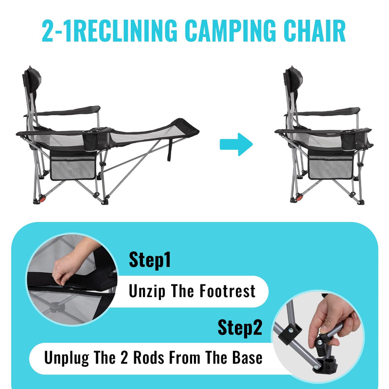Load image into Gallery viewer, WEJOY  2-1 Reclining Camping Chairs 4-Position Reclining Camp Chair