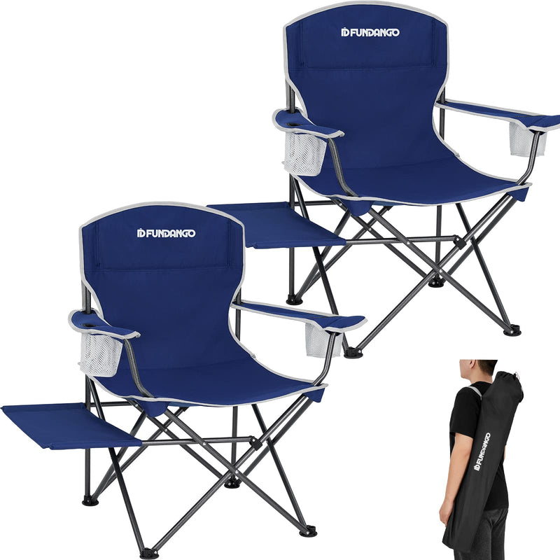Laden Sie das Bild in Galerie -Viewer, FUNDANGO Arm Chiar Plus Spacious Armchair Folding Camping Chair with Side Table