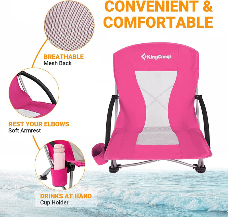 Cargue la imagen en el visor de la galería, KingCamp Low Back Lightweight Strong Stable Folding Beach Chair 2-piece Set