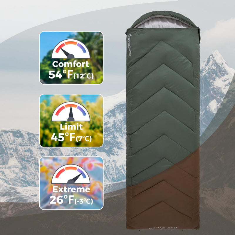 Cargue la imagen en el visor de la galería, KingCamp RADAR 250 Sleeping Bag-Envelope With Hood