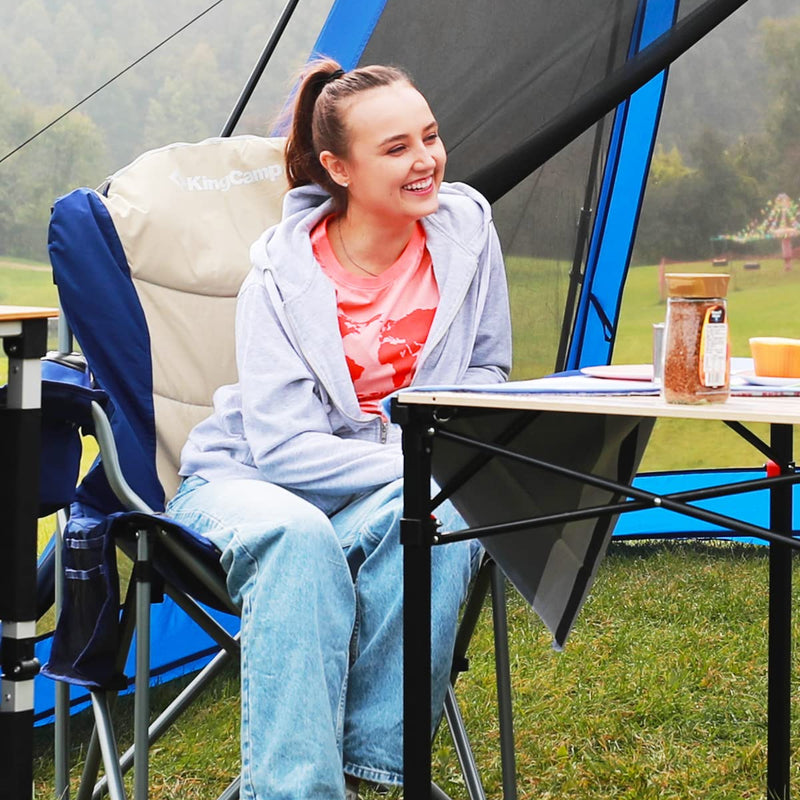 Load image into Gallery viewer, KingCamp JUNIPER C10 PLUS Heavy Duty Folding Camping Chair | 550lb Capacity Oversized Camp Chair with Lumbar Support