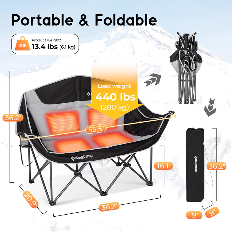 Load image into Gallery viewer, KingCamp CANNA C20 PLUS Heated Loveseat