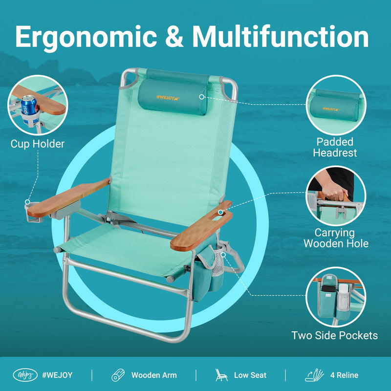 Load image into Gallery viewer, WEJOY Oversized Reclining 4 Positions Beach Chair Ergonomic