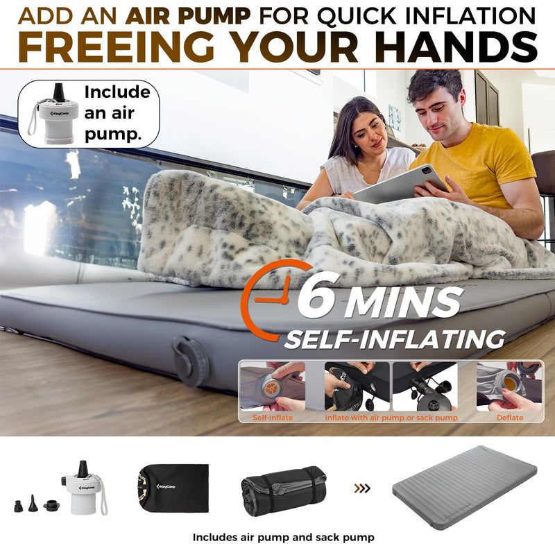 Load image into Gallery viewer, KingCamp Double Self-Inflating Camping Mattress with Pump