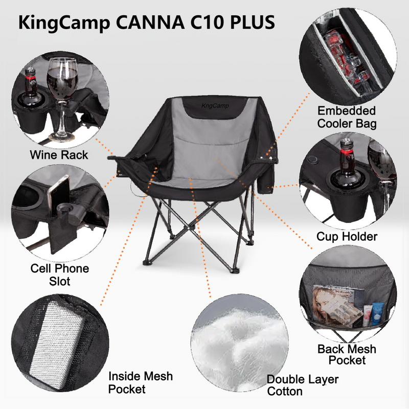 Cargue la imagen en el visor de la galería, Silla de camping con calefacción KingCamp CANNA C10 PLUS
