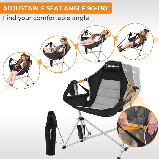 KingCamp ORCHID C20 Folding Rocking Chair Hammock Camping Chair with Adjustable Seat