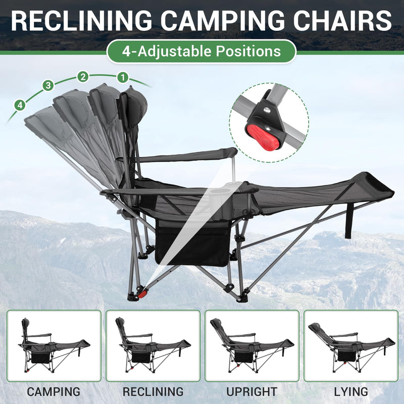 Load image into Gallery viewer, WEJOY 4-Position Reclining Camp Chair Grey