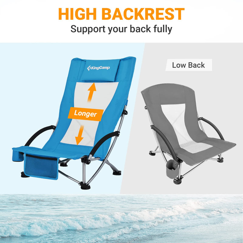 Cargue la imagen en el visor de la galería, KingCamp High Mesh Back Low Sling Beach Chairs with High Backrest