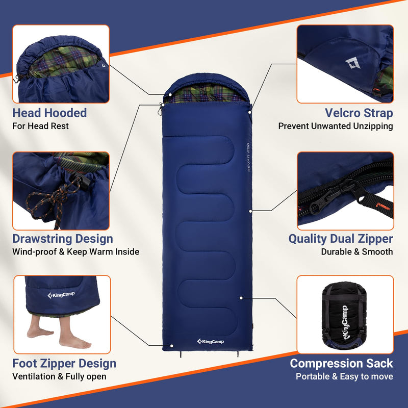 Load image into Gallery viewer, KingCamp SEVAN 250 Sleeping Bag-Envelope With Hood