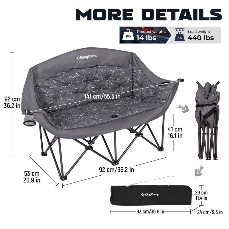 Cargue la imagen en el visor de la galería, KingCamp Double Sofa Chair Camping Loveseat