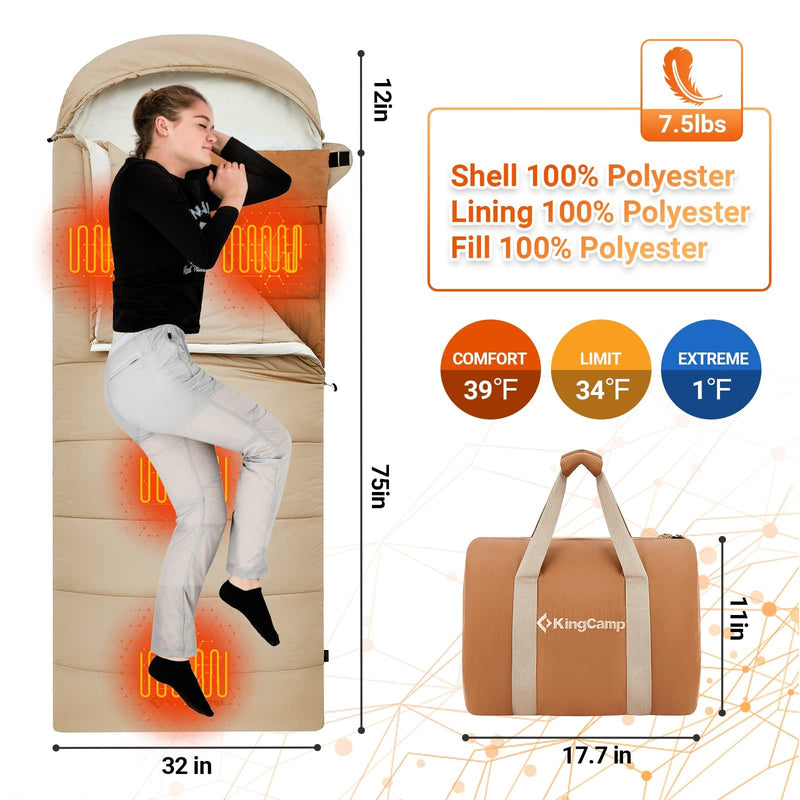 Load image into Gallery viewer, KingCamp WHEATLAND 450 3 in 1 Sleeping Bag Heated Sleeping Bag