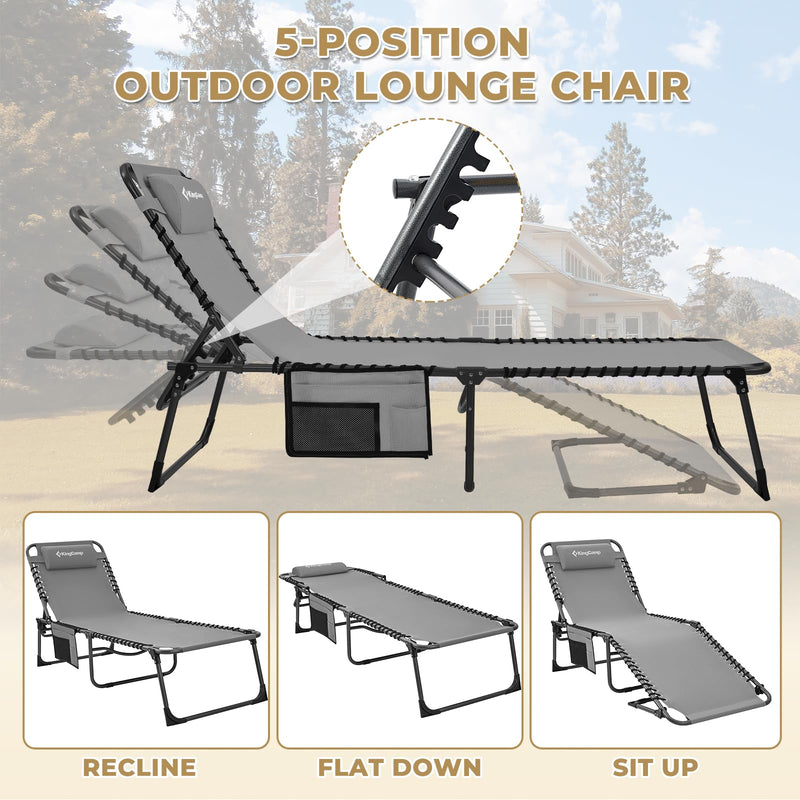 Load image into Gallery viewer, KingCamp 5 Position Outdoor Chaise Lounge Chair