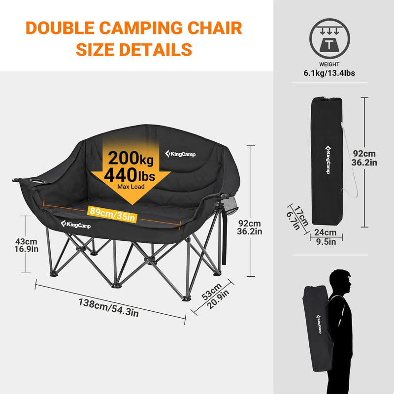 Cargue la imagen en el visor de la galería, KingCamp Double Sofa Chair Camping Loveseat