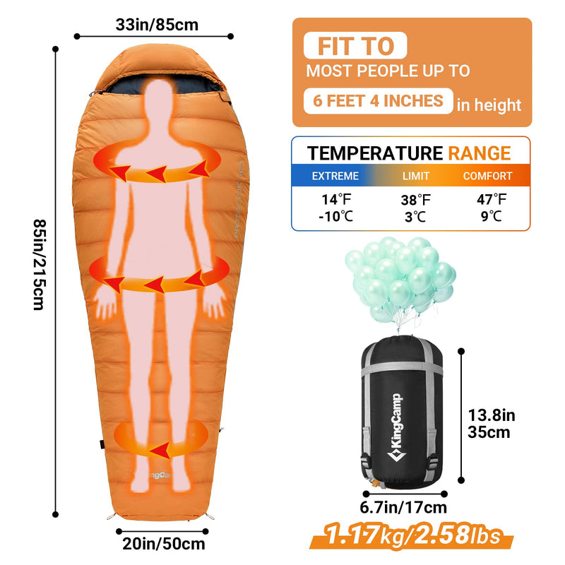 Load image into Gallery viewer, KingCamp PROTECTOR 400 Down Mummy Sleeping Bag