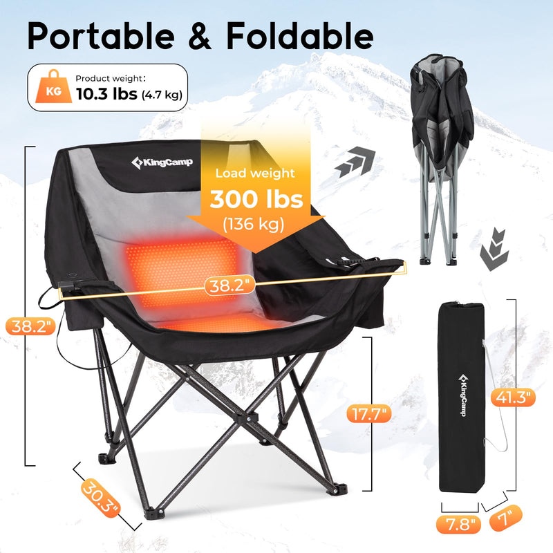 Cargue la imagen en el visor de la galería, Silla de camping con calefacción KingCamp CANNA C10 PLUS