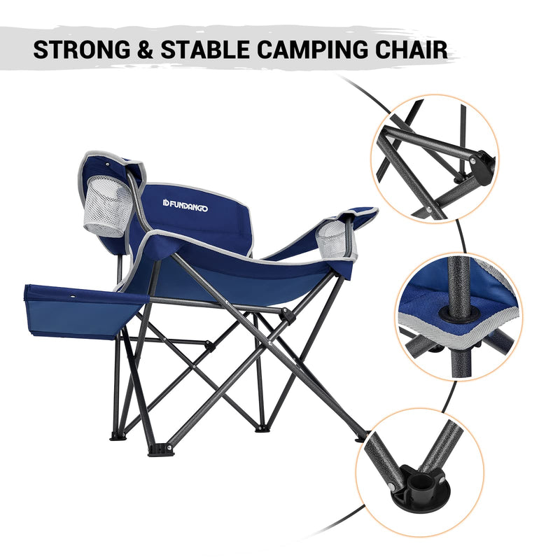 Laden Sie das Bild in Galerie -Viewer, FUNDANGO Arm Chiar Plus Spacious Armchair Folding Camping Chair Strong and Stable