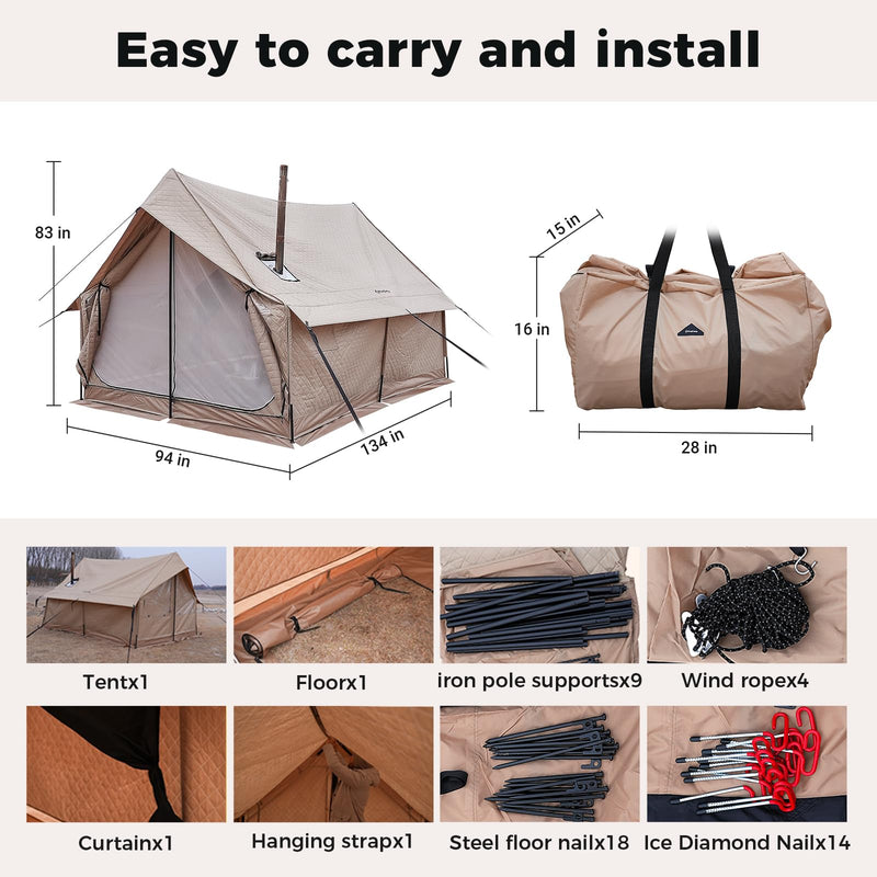 Load image into Gallery viewer, KingCamp 4-Season Cotton Tent with Stove Jack for 4-5 People