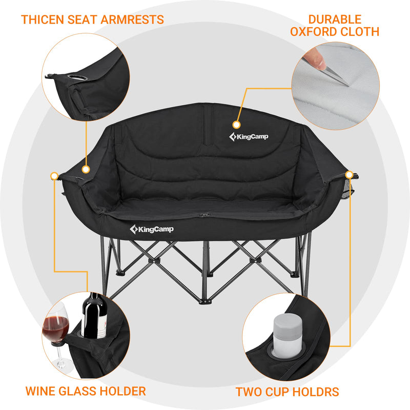 Cargue la imagen en el visor de la galería, KingCamp Double Sofa Chair Camping Loveseat Indoor and Outdoor