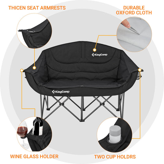 KingCamp Double Sofa Chair Camping Loveseat Indoor and Outdoor