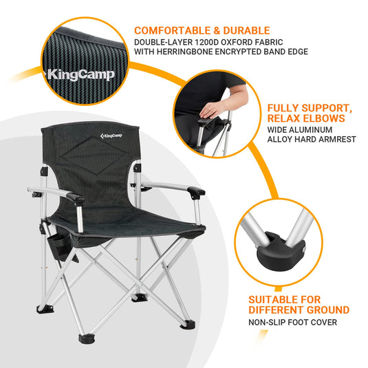 KingCamp CANNA HARD Compact Camp Chair – Lightweight Aluminum Armrest Chair
