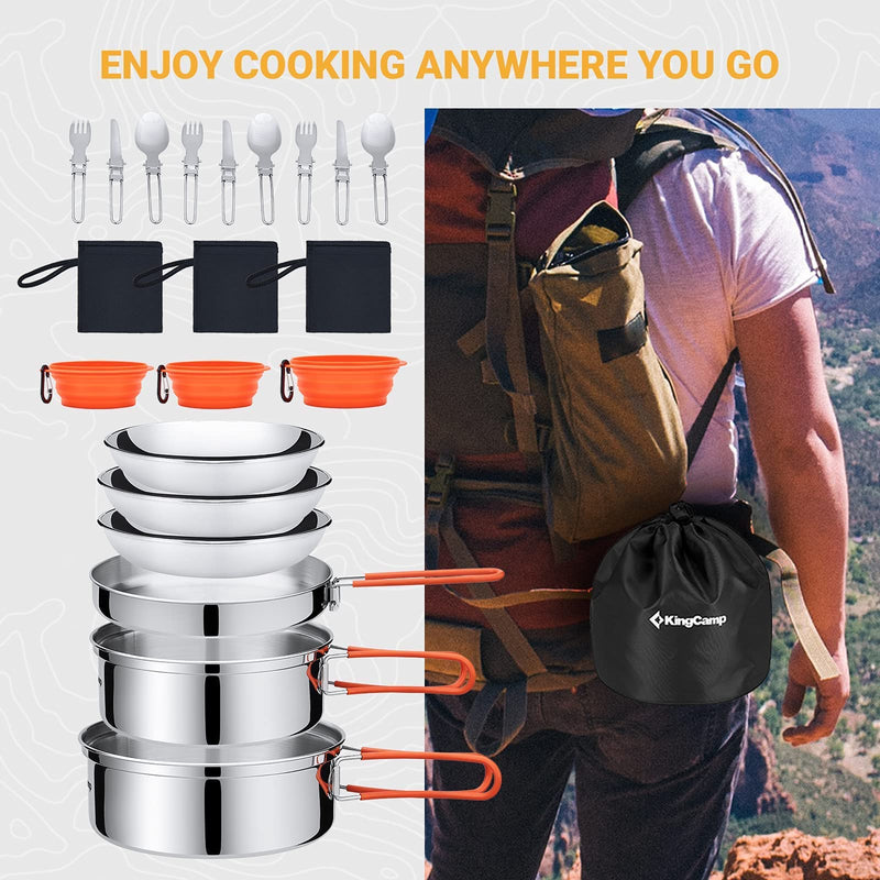Load image into Gallery viewer, KingCamp Stainless Steel Camping Cookware Mess Kit 25 PCS