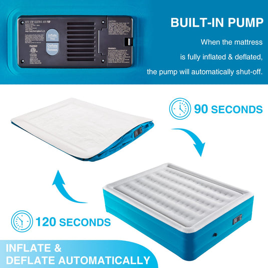 Automatic Inflate & Deflate Camping Air Mattress with Built-in Pump