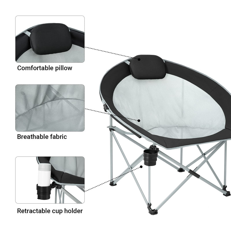 Load image into Gallery viewer, WEJOY Foldable Moon Chairs with Padded Pillow, Cup Holder