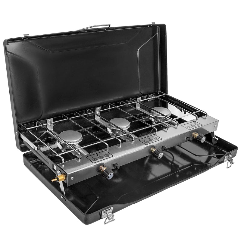 Load image into Gallery viewer, FINEFLAME Portable Gas Stove 3-Burner Propane Camping Stove