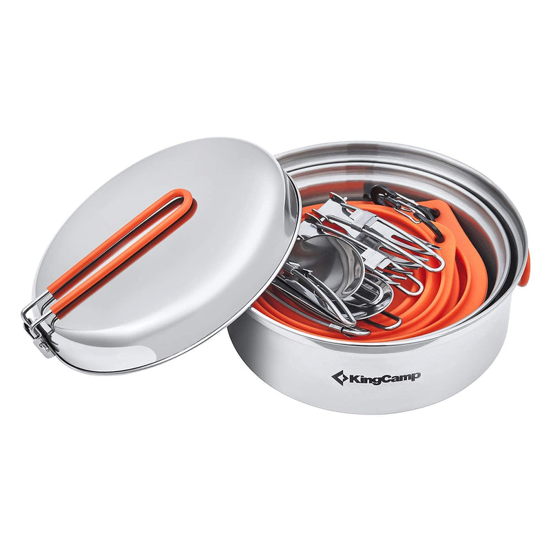 Load image into Gallery viewer, KingCamp Stainless Steel Camping Cookware Mess Kit 25 PCS