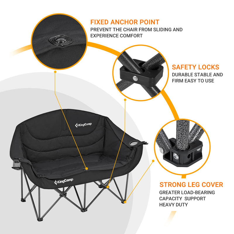 Cargue la imagen en el visor de la galería, KingCamp Double Sofa Chair Camping Loveseat with Strong Leg