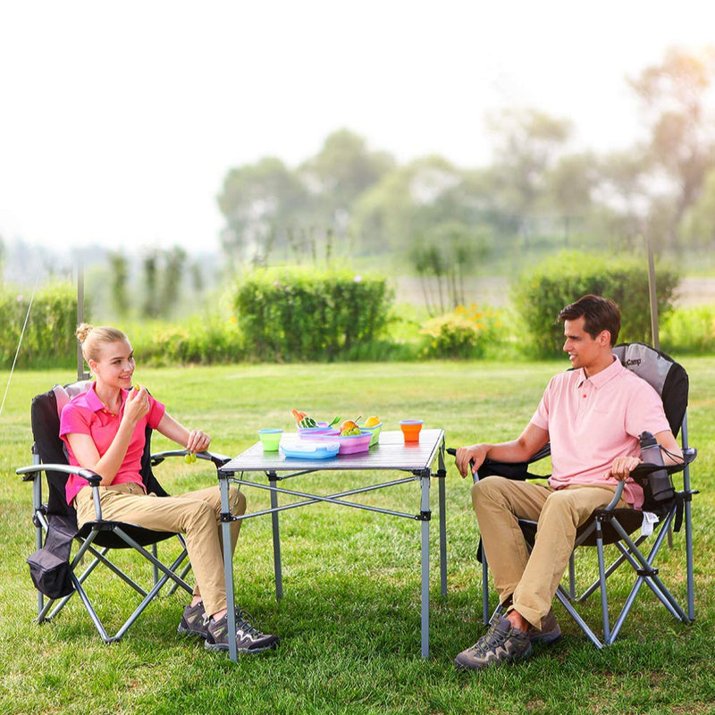Cargue la imagen en el visor de la galería, KingCamp Heavy Duty Steel Camping Chair with Zippered Backrest Pocket and Cooler Bag