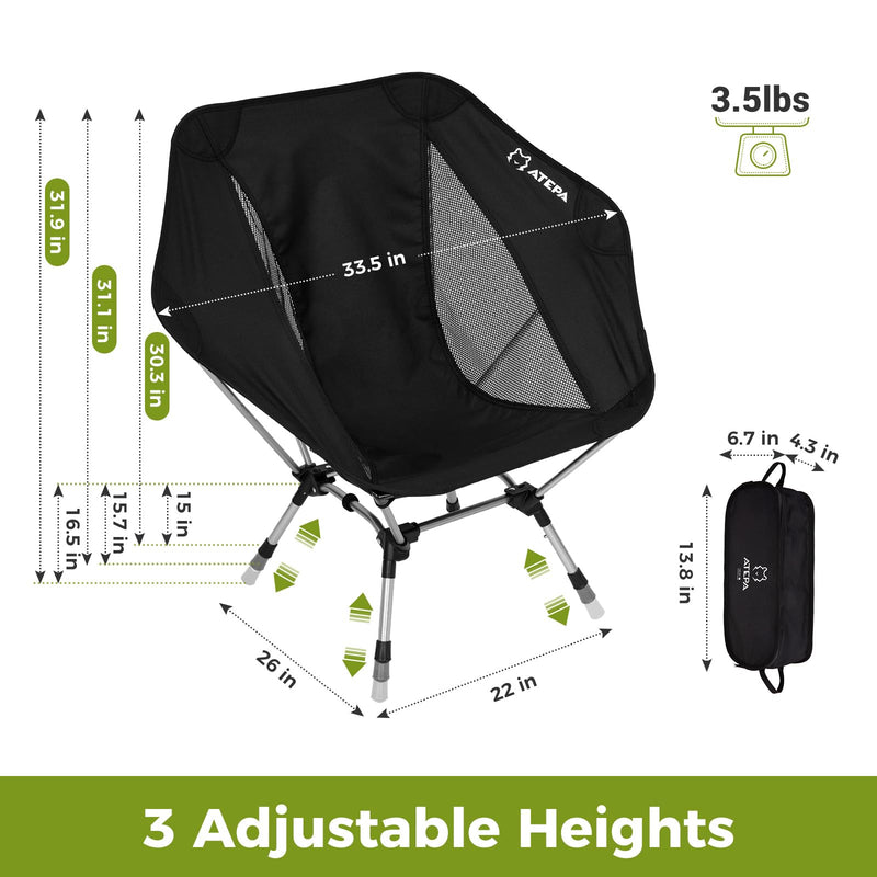 Load image into Gallery viewer, ATEPA UFO P20 Portable Compact Lightweight Outdoor Chairs 3 Adjustable Height