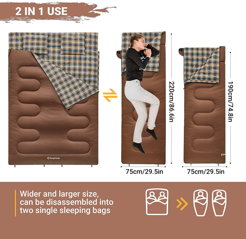 Load image into Gallery viewer, KingCamp SNOWFLAKE 300D Sleeping Bag-Envelope Double Wide and Large Size