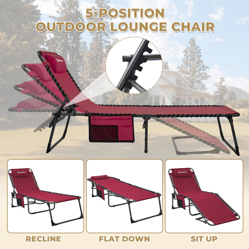 Load image into Gallery viewer, KingCamp 5 Position Outdoor Chaise Lounge Chair