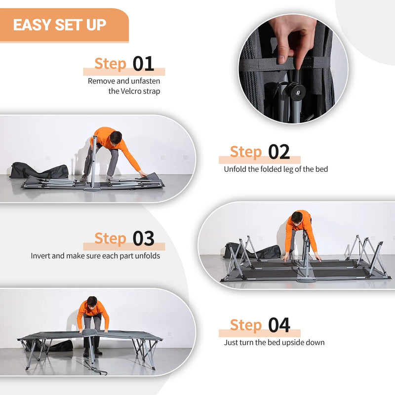 Laden Sie das Bild in Galerie -Viewer, KingCamp Deluxe Double Folding Camping Cot Easy Set Up