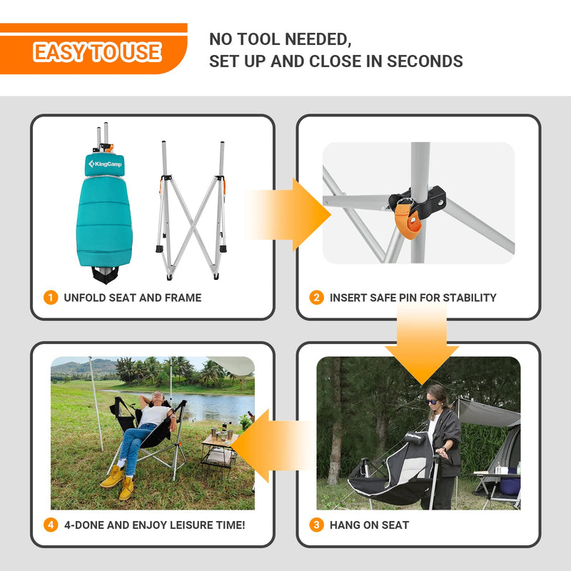 Load image into Gallery viewer, KingCamp Portable Swing Recliner Chair with Pillow