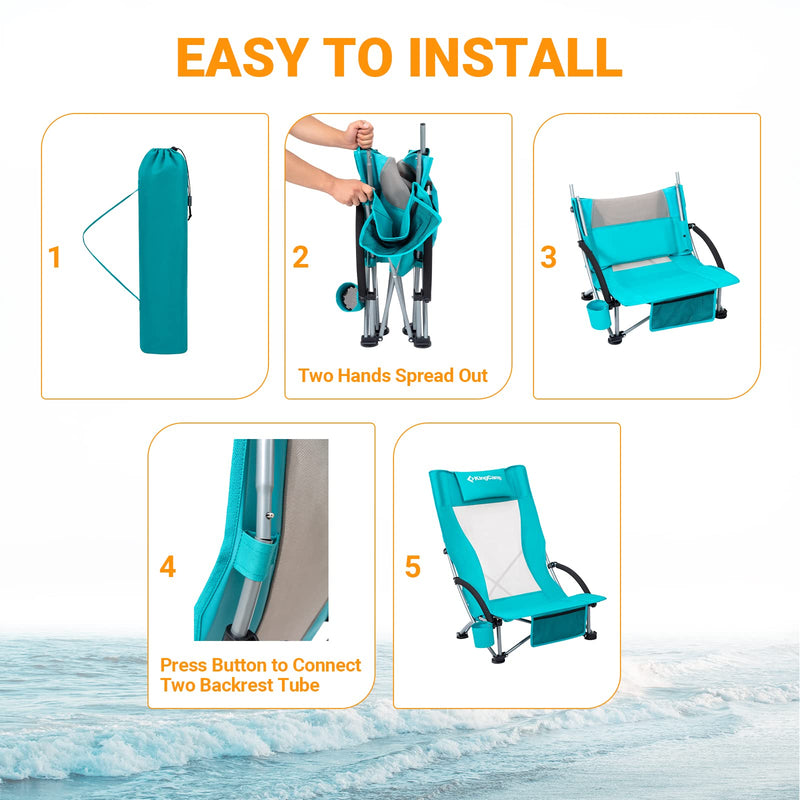Cargue la imagen en el visor de la galería, KingCamp High Mesh Back Low Sling Beach Chairs
