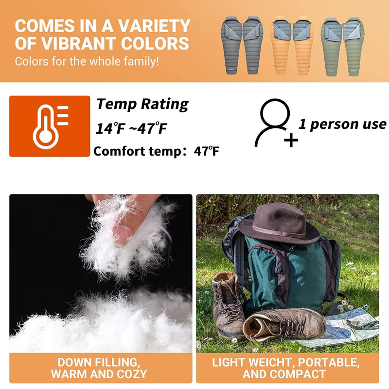 Load image into Gallery viewer, KingCamp PROTECTOR 400 Down Mummy Sleeping Bag