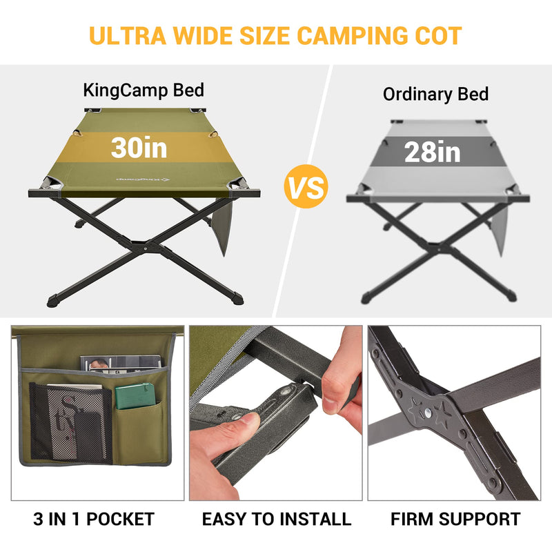 Load image into Gallery viewer, KingCamp BANYAN Steel Army Cot L Family Comfort Bed Green