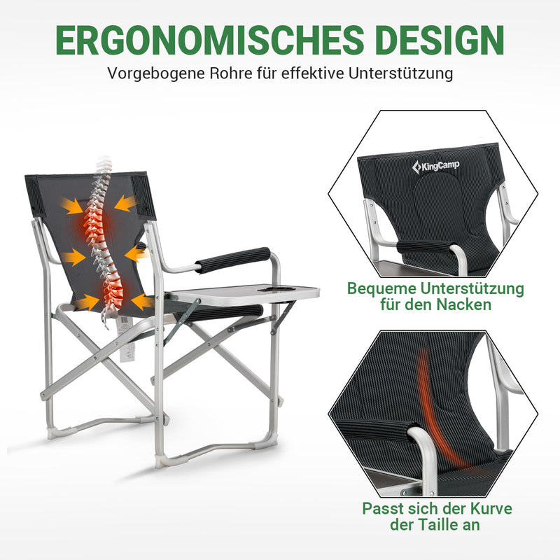 Laden Sie das Bild in Galerie -Viewer, KingCamp Foldable Director's Chair with Padded Armrest and Back