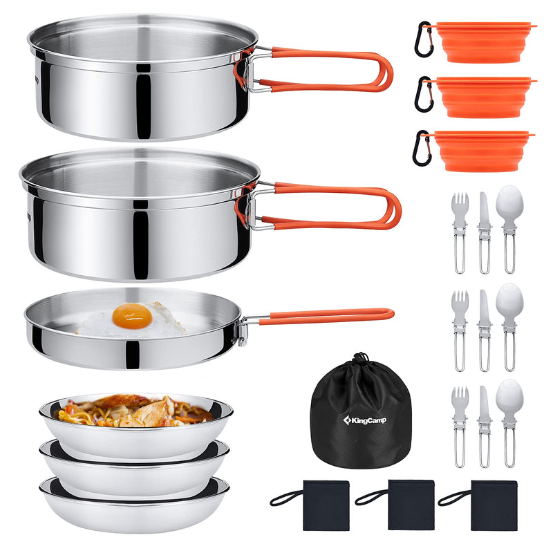 Load image into Gallery viewer, KingCamp Stainless Steel Camping Cookware Mess Kit 25 PCS