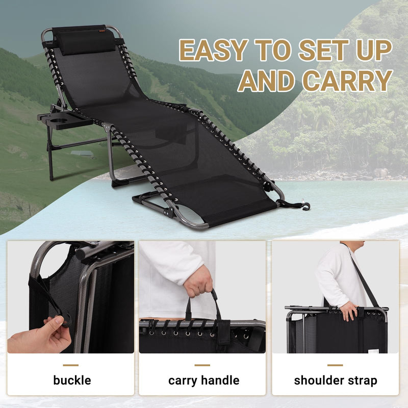 Load image into Gallery viewer, KingCamp Cool Lounge Chair Plus Textilene Lounge Chair with Side Table