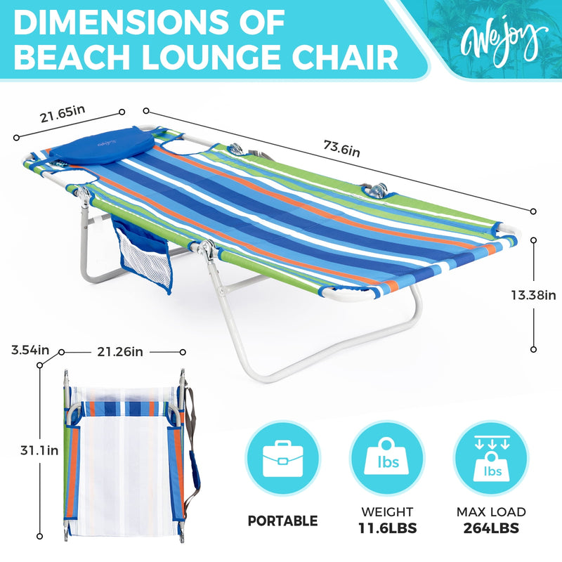 Load image into Gallery viewer, WEJOY Folding Adjustable Back Fabric Beach Lounger