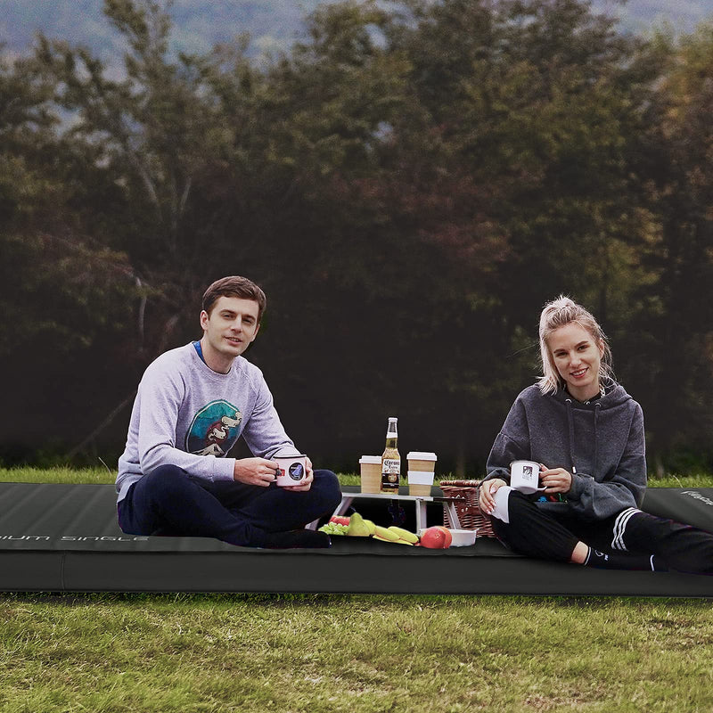 Load image into Gallery viewer, KingCamp PREMIUM Double 7.5 cm Thick Self-Inflating Camping Mattress Black R Value 7.5