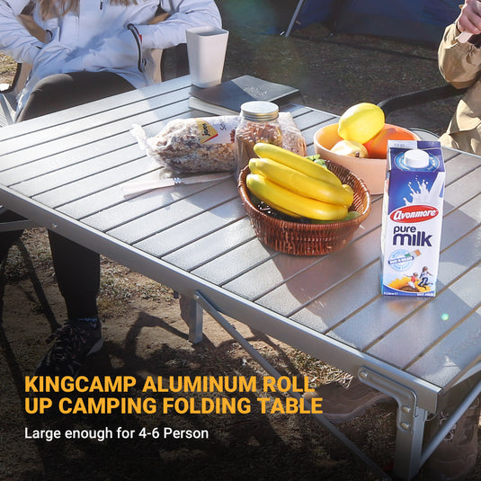 KingCamp Aluminum Roll Up Table with Net Bag
